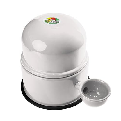 Pet Water Dispenser for Dogs and Cats, 47.3 oz – Gravity-Fed Aluminum Water Bowl, Prevents Wet Fur, Provides Continuous Fresh Water, Electrostatic Coated Finish, (White) - color: White