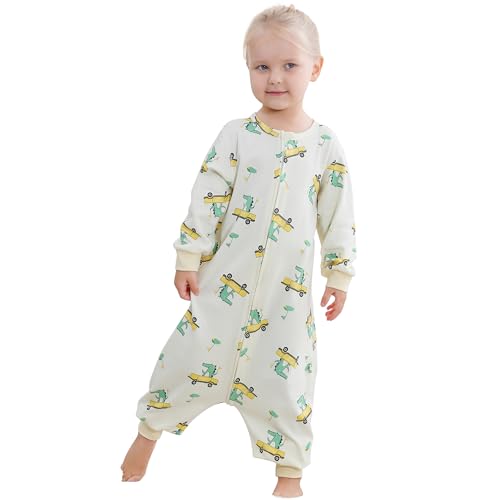 MICHLEY Baby Sleeping Sack with Legs Cotton Long Sleeve Toddler Wearable Blanket Sleeping Bag 6 Months-6 Years - color: Green, size: 18-30 Months