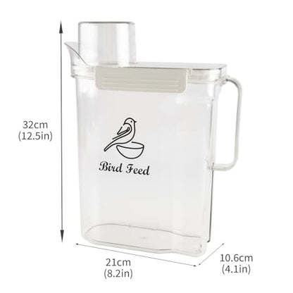 Bird Seed Storage Container,3.5Qt Large Capacity Pet Food Storage Containers with Handle,Airtight Wild Bird Seed Dispenser-for PetBirds Parakeets Finches Food Mealworms Storage/BPA Free-Clear