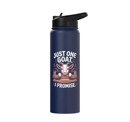 Just One Goat I Promise Cute Coat Pygmy Goat Farmer Stainless Steel Insulated Water Bottle - color: Navy Blue