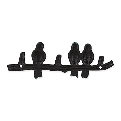 DII Cast Iron Decorative Wall Hook Set, Birds on a Branch, 2 Count - size: Birds on a Branch