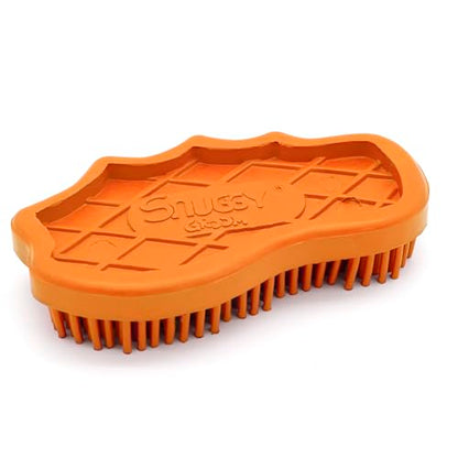 Grewal Equestrian Snuggy Groomer Soft Teeth Rubber Groomer Curry (Orange) - color: Orange