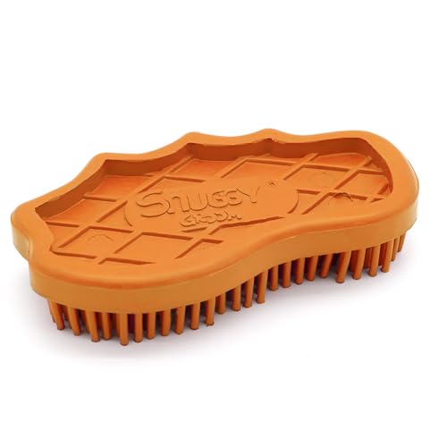 Grewal Equestrian Snuggy Groomer Soft Teeth Rubber Groomer Curry (Orange) - color: Orange