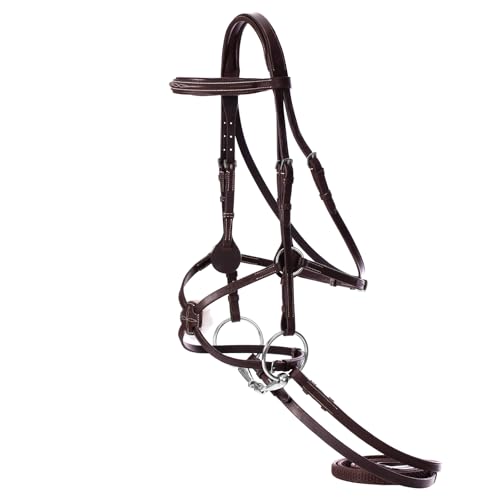 Equinavia Saga Adjustable Padded Fancy Stitched Figure 8 Bridle with Reins - size: Cob