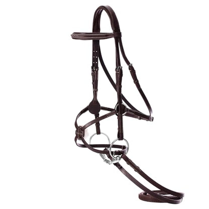 Equinavia Saga Adjustable Padded Fancy Stitched Figure 8 Bridle with Reins - size: Warmblood