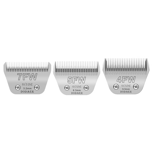 Dog Grooming Wide Blades Set,Compatible with Andis,Oster A5,Wahl KM10 - color: Silver, size: 7FW+5FW+4FW 3.2mm-9.5mm