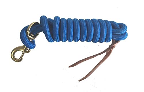 AJ Tack 9 Ft Nylon Lead Rope, 5/8 in, Leather Popper - color: Royal Blue