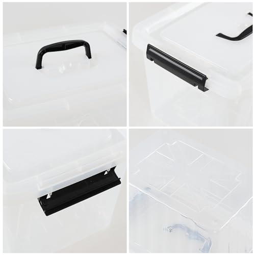 12 Quart Storage Box with Handle, 6 Pack Latching Container Bin | Clear, Stackable, Plastic Lidded Storage Bin - size: 12 Quart