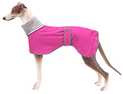 Greyhounds Lurchers Whippets Dog Coats with Reflective Stripe Dog Winter Coat Jacket Fleece Adjustable Band - Pink - XL - color: Pink, size: X-Large (Length: 26"-27.5")