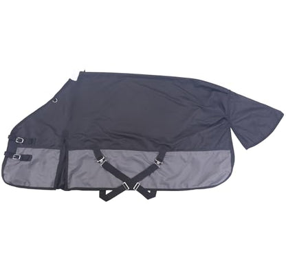 LEAFOREST 1200D Horse Blanket Waterproof Breathable Turnout (no Filling) Standard Neck Horse Sheet Black Grey 72IN | Breathable Ripstop Medium Weight Equine Care Sheets in The Barn, Stable, Pasture in Wet Cold Weather 0g BlackGrey 72IN - color: Black Grey