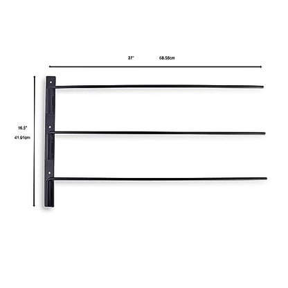 Five Leaf Clover Saddle Pad Rack - Swinging Horse Blanket Holder (2 Pack), 3 Bar Wall Mounted Storage Organizer Racks for Equestrian Tack, Saddle Pads, Bridle - Complete with Grooming Gloves