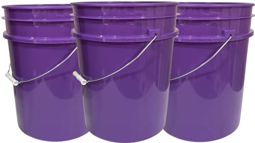 House Naturals 5 Gallon Purple Food Grade BPA Free, Made in USA, Plastic Bucket with Screw On Air Tight lid, (Pack of 3) (Purple Buckets with White Lids) - color: Purple Buckets With White Lids