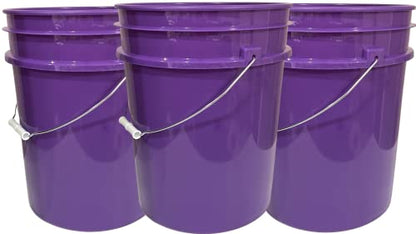House Naturals 5 Gallon Purple Food Grade BPA Free, Made in USA, Plastic Bucket with Screw On Air Tight lid, (Pack of 3) (Purple Buckets with White Lids) - color: Purple Buckets With White Lids