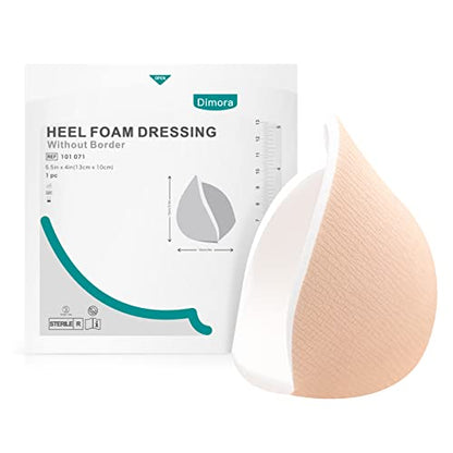 Dimora Heel Foam Dressing, Non-Adhesive Hydrophilic Pads, Highly Absorbent 5.5 x 4 in Pack of 5 Waterproof Dressing for Wound Care - size: 5.5“x4" 5 packs