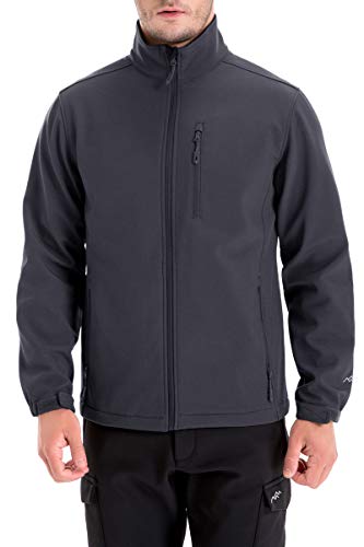 TRAILSIDE SUPPLY CO. Men's Softshell Jacket Fleece Lined Windbreaker,Lightweight Water Resistant Winter Coat - color: Dark Grey (022), size: Medium