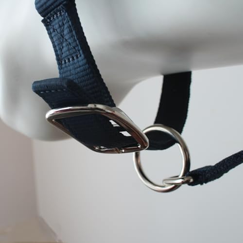 Heavy Duty Soft Nylon Horse Halter, Padded and Adjustable, Chin and Throat Snap Hook Halters for Horses, Heavy-Duty Metal Buckle - color: Dark Blue