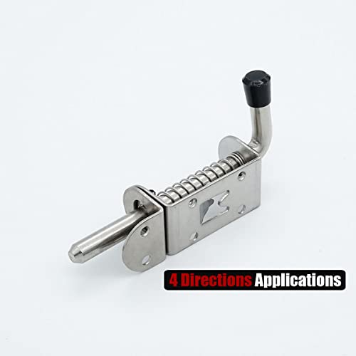 JQK Spring Loaded Latch Pin, 304 Stainless Steel Barrel Bolt Thickened 2mm Door Lock, 5 Inch Brushed Finished(2 Pack), HSB300-P2 - color: Brushed, size: 5Inch - 2Pack