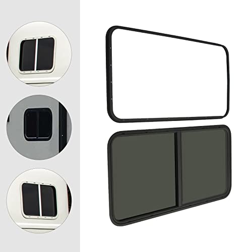 Vertical Sliding Black RV Window for Teardrop, Cargo, Horse Trailer, Marine Camper Window Replacement,24" Wide x 20" Tall - size: 24"x20"