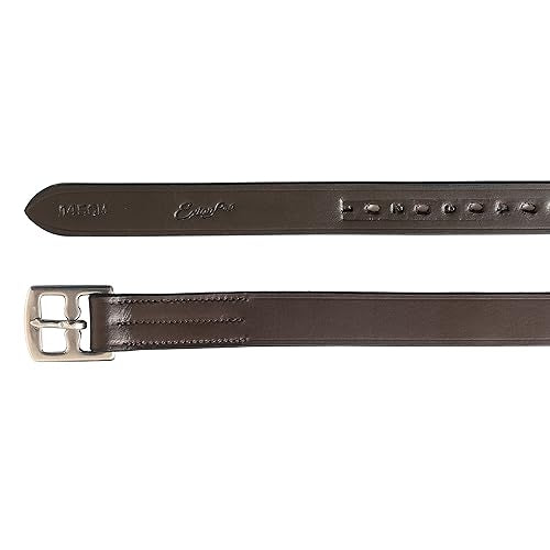 Exion Pre-Stretched English Stirrup Leathers | Non-Stretch Genuine Leather Stirrup Straps for English Saddles | 18 Numbered Holes Stainless Steel Buckles | Pair Black Havana Oak 48 54 58 62 - color: Havana, size: 145 cm / 58"