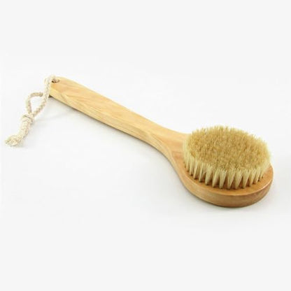 11.8“ Long Handle Dry Bath Body Brush Back Scrubber, Wooden Handle Shower Brush with Natural Boar Bristles, Good for Exfoliating, Cellulite, Detox, Blood Circulation, etc. - size: 11.8 Inch Long Handle Wooden Boar Bristles