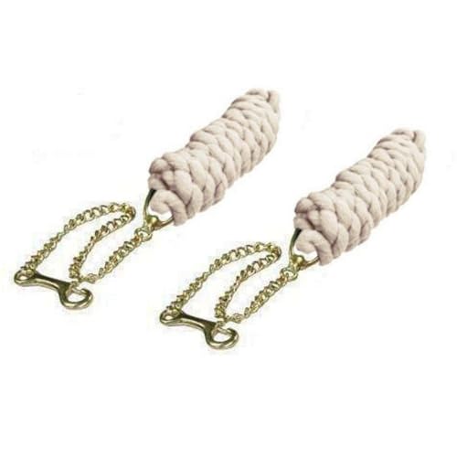 Derby Originals Cotton Lead Rope with Chain for Horse Lot of 2 - color: White