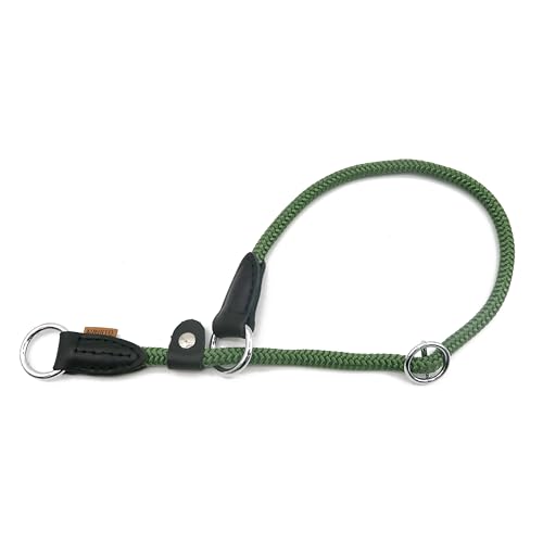 Braided Round Martingale Dog Collar, Training Collar with Slidable Stop Ring and Adjustable Stopper - Ideal for Medium Dogs (M(1/3") - 18" Long, Dark Green) - color: Dark Green, size: M(1/3") - 18" Long with stopper