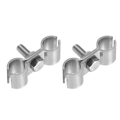 HARFINGTON 2pcs Chain Link Fence Panel Clamps 5/8" Stainless Steel Dog Kennel Clamps Fence Connector Temporary Dog Cage Hardware Parts with Bolts and Nuts for Round Pipe Panel - size: 5/8"