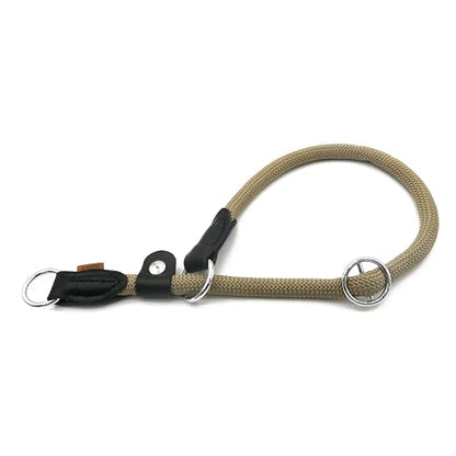 Braided Round Martingale Dog Collar, Training Collar with Slidable Stop Ring and Adjustable Stopper - Ideal for Large Dogs (L(1/2") - 20" Long, Khaki) - color: Khaki, size: L(1/2") - 20" Long with stopper