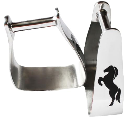 Western Horse Saddle Stirrups Angled Slanted Black Horse Aluminum 5164