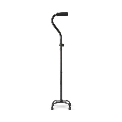 Medline Folding Quad Cane, Small Base, Quad Base for Greater Stability, Skid-Resistant Rubber Tips, Lightweight Aluminum, Black - size: Small Base