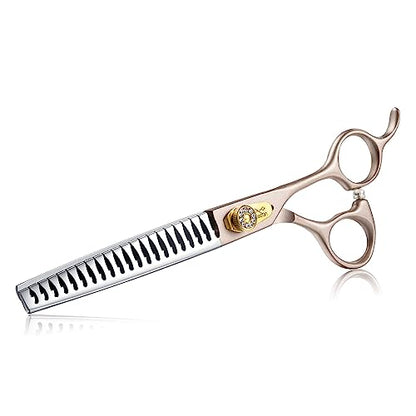 JASON Dog Grooming Chunker Scissors - 7" Thinning Shears 21 Fishbone Teeth - color: Rosegold, size: 7.02