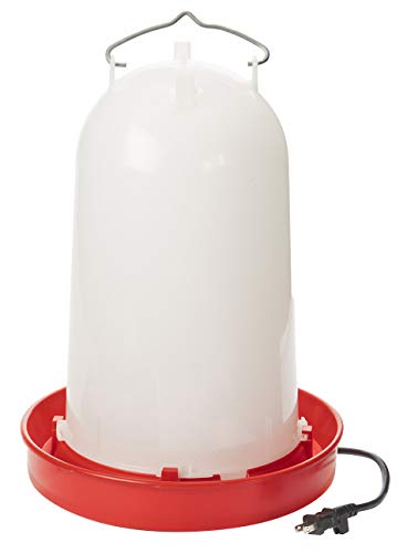 API 3 Gallon Heated Chicken or Bird Waterer with Overheating Protection, Galvanized Steel Handle, and Easy to Fill Funnel Design, White