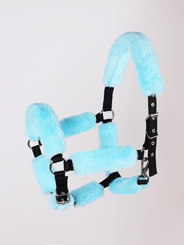 Harrison Howard Fleece Halter Covers for Horses, Set of 9, Prevent Hair Loss Pressure Marks, Padded Horse Halter Fleece Set Sky Blue - color: Sky Blue