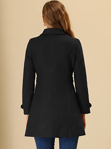 Allegra K Women's Winter Classic Overcoat with Pockets Single Breasted Coat - color: Black, size: X-Small