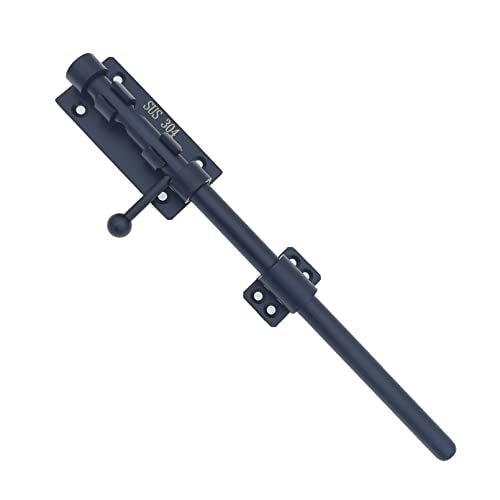 12in Slide Bolt Gate Latch 304 Stainless Steel Barrel Bolt Latch Heavy Duty Door Security Lock Thickened Door Latches Hardware with Mounting Screws for Barn Fence Shed Basement - color: 12in Black