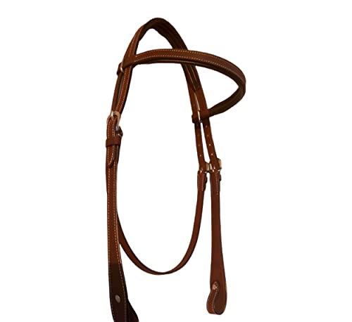 Majestic Ally Padded Leather Brow Band Headstall for Horses - color: Oil Brown