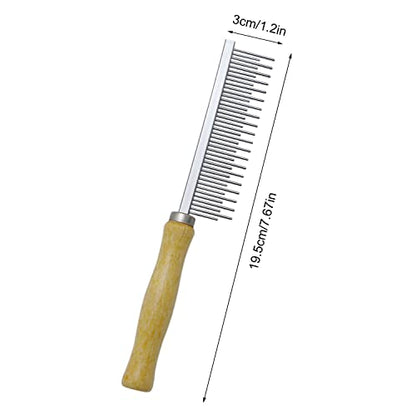 Wooden Handle Grooming Comb for Dogs Cats Pet（Multitooth） - color: Long & Short Teeth Comb