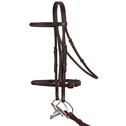 Schneiders Pinnacle Raised Braided Hunter Bridle | Includes Matching Laced Reins for Horses | Handcrafted English Tradition | Chestnut Raised Braiding - color: Chestnut
