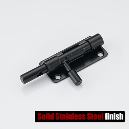 JQK Door Security Slide Latch Lock Barrel Bolt, 304 Stainless Steel Sliding Gate Latches Thickened 1.4mm with Padlock Hole, Black, 2 Pack HBB120-BK-P2 - color: Black, size: 2 Pack