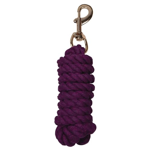 Dura-Tech 8' Cotton Lead Rope | Heavy Braided Design | 5/8" Diameter | Soft, Durable & Comfortable Grip | Brass-Plated Snap | Ideal for Barn, Farm & Shows - color: Purple