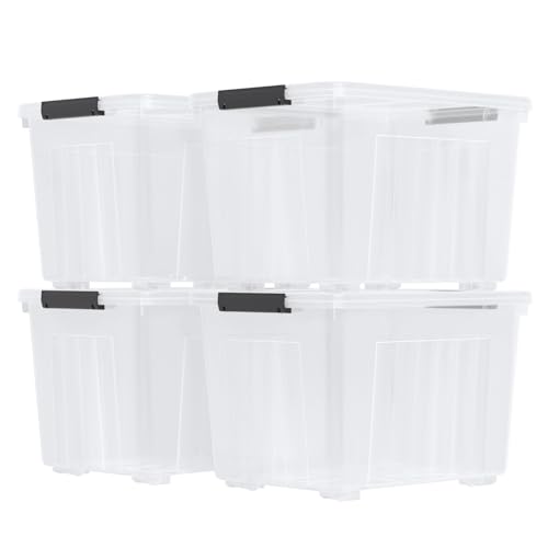 Large Plastic Storage Box with Lid, 70 Quart, 4 Packs - size: 70 Quart