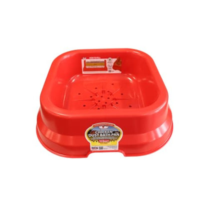 Little Giant® Chicken Dust Bath Pan - 10 Quart Heavy-Duty Plastic Poultry Grooming Basin for Hens & Chicks - Coop Container Tub with Drainage Holes for Dirt, Sand & Ash - Made in USA