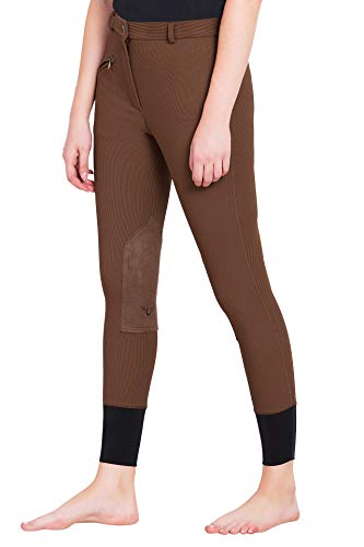 TuffRider Ladies Minerva 3 Season Printed Knee Patch Tights - color: Chocolate, size: 26