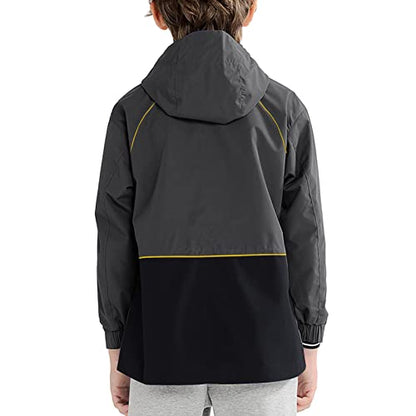 YINGJIELIDE Boy's Waterproof Outwear Snow Jacket,Hooded Fleece Lined Warm Winter Caot,Windproof Rain Jacket - color: Grey, size: 5-6 Years