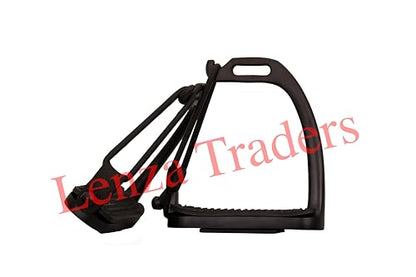 Peacock Black Matte Safety Stirrups Horse Riding S/Steel with TREADS, Horse Stirrups, Equestrian Peacock Safety Stirrups for Adults/Childerns - size: 4.5" inch