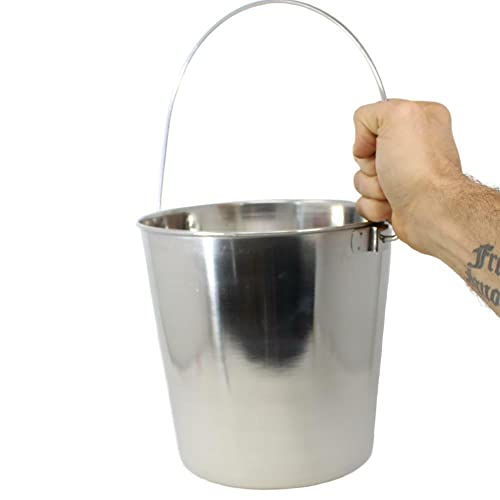 Bonka Bird Toys 800102 6 Quart Stainless Steel Pail Durable Shiny Metal Pets Food Water Liquid Treat Feed Bucket Small Animal Storage Seed Mineral Health Groom