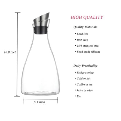 Purefold 50 Oz Borosilicate Glass carafe with Lid 1.5 Liter Glass Pitcher | Heat resistant 0–300°F. Ideal for iced tea, lemonade, juice & cold water. Dishwasher safe, fridge friendly, stovetop safe. - size: 50 Ounces