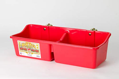 Little Giant® Portable Feeder with Divider | Livestock Feeder | Heavy Duty Mountable Feeding Trough for Livestock & Pets | Made in USA | 16 Quarts | Red - color: Red