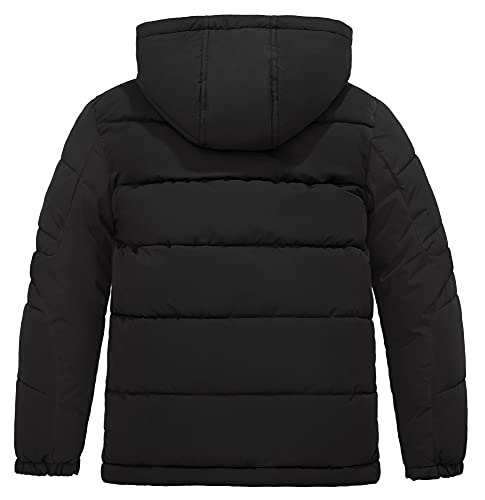 ZSHOW Boys' Puffer Jacket Soft Fleece Lined Winter Coat Outerwear Jacket - color: Pure Black, size: 6-7