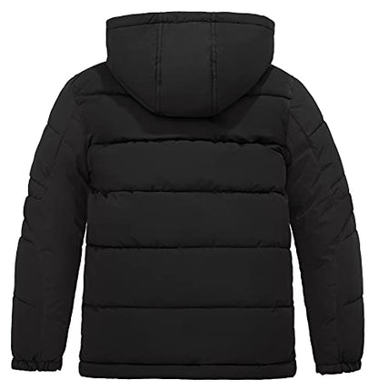 ZSHOW Boys' Puffer Jacket Soft Fleece Lined Winter Coat Outerwear Jacket - color: Pure Black, size: 6-7